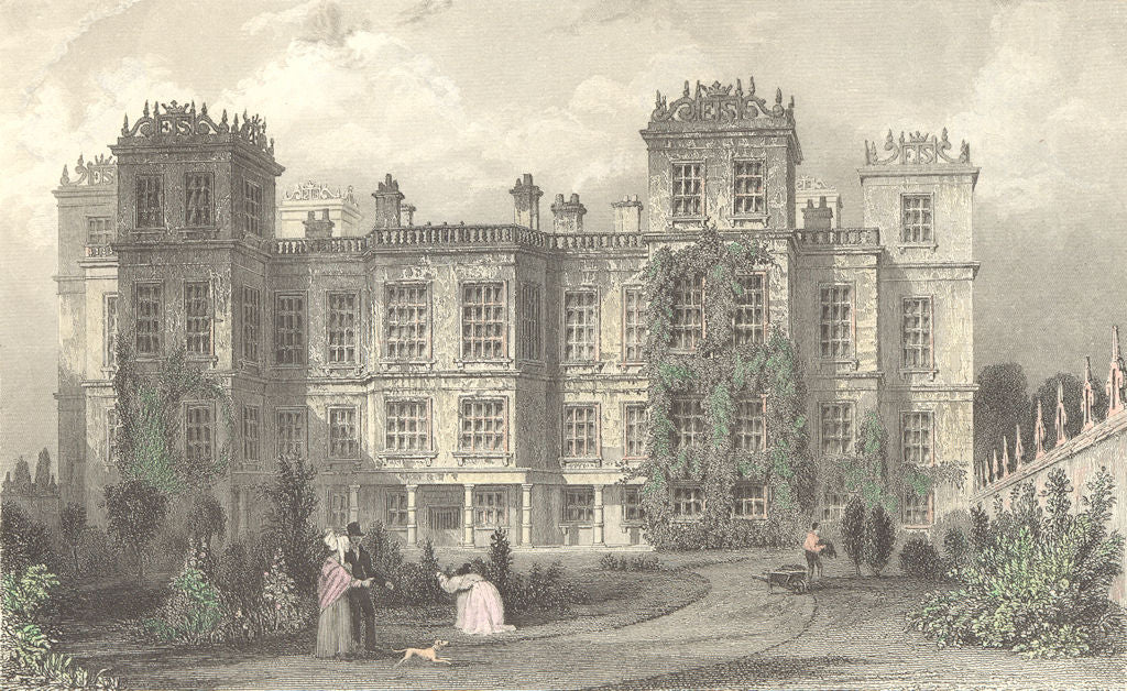 DERBYS. Hardwick Hall, Derbyshire c1840 old antique vintage print picture